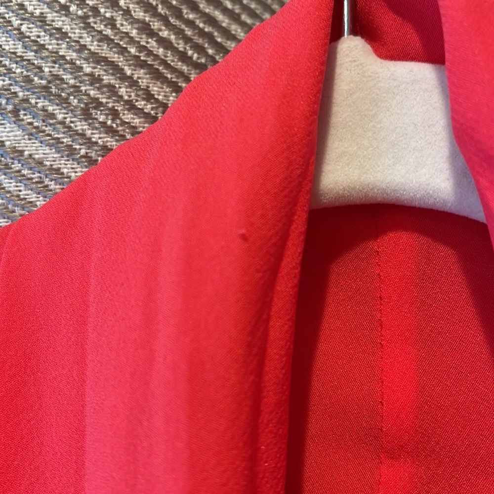 Bebe Cutout Sleeve Silk Wrap Bodysuit Teaberry XS - Picture 14 of 15
